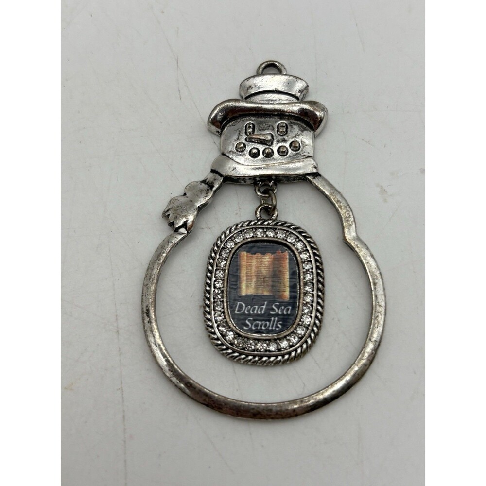 Dead Sea Scrolls Snowman Christmas Ornament Souvenir Rhinestone Dangle